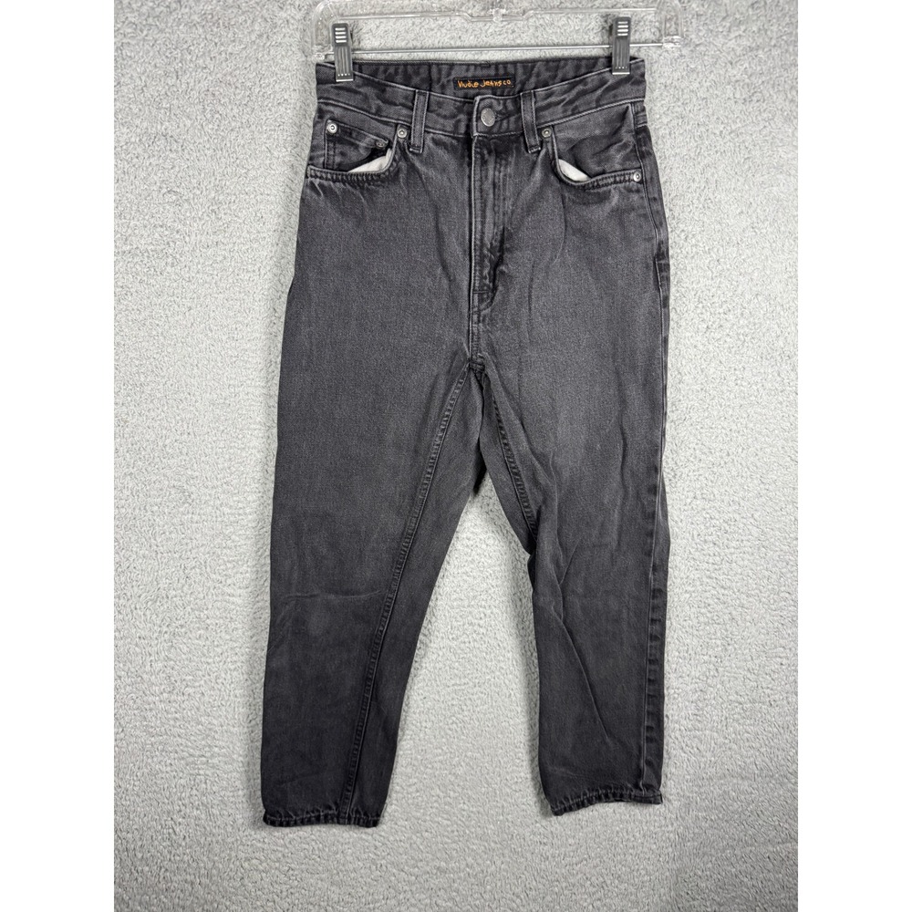 Nudie Jeans Co‎ Breezy Britt Black Worn High Waist Tapered Jeans Womens 25x24